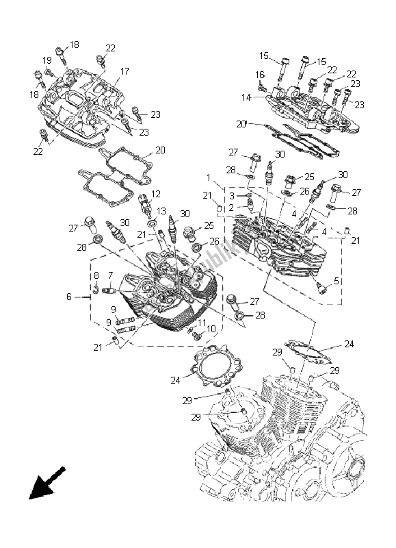 Tutte le parti per il Testata del Yamaha MT 01 1670 2005