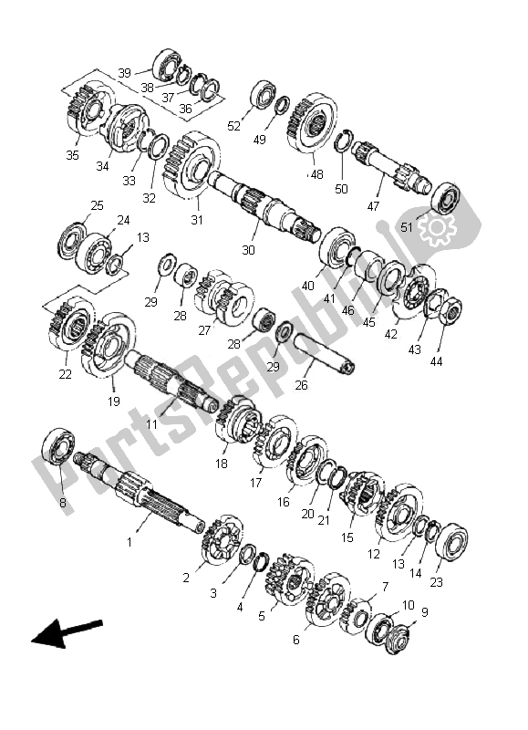 Tutte le parti per il Trasmissione del Yamaha YFM 350R 2007