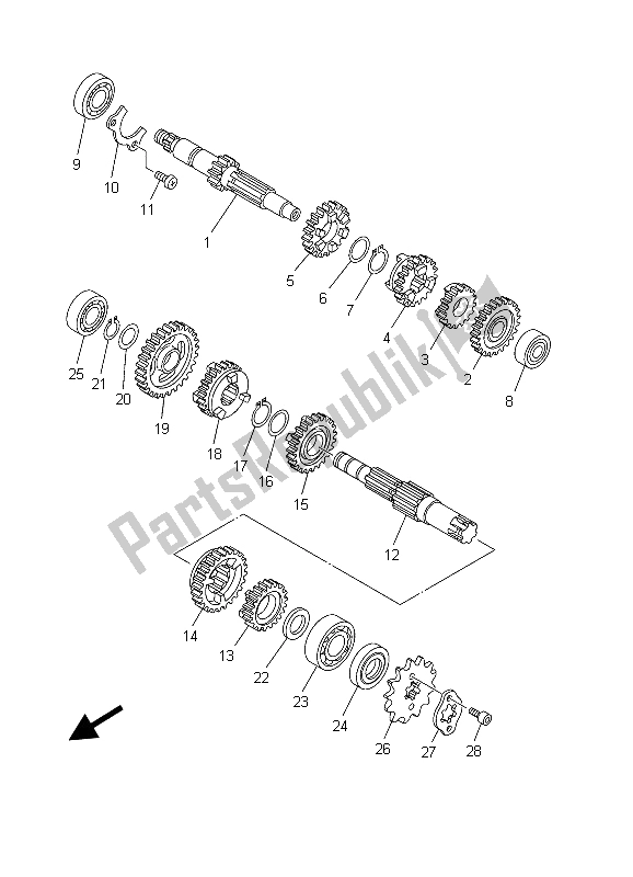 Tutte le parti per il Trasmissione del Yamaha TT R 125E SW LW 2003