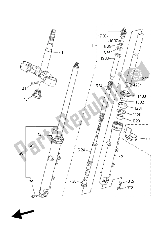 Tutte le parti per il Forcella Anteriore del Yamaha XJR 1300 2008