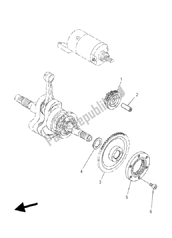 All parts for the Starter Clutch of the Yamaha YFM 350 Grizzly 2X4 2010