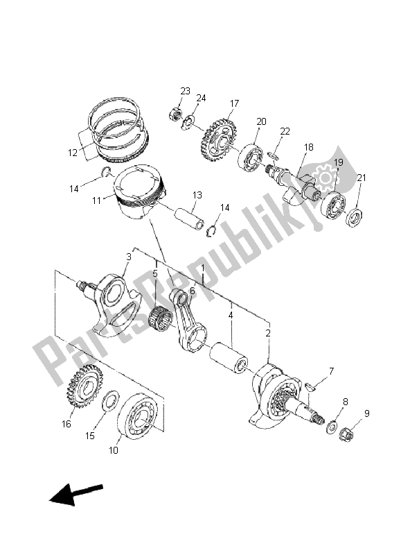 All parts for the Crankshaft & Piston of the Yamaha XT 660R 2008