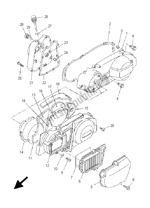 Todas las partes para Tapa Del Cárter 1 de Yamaha VP 300 Versity 2005