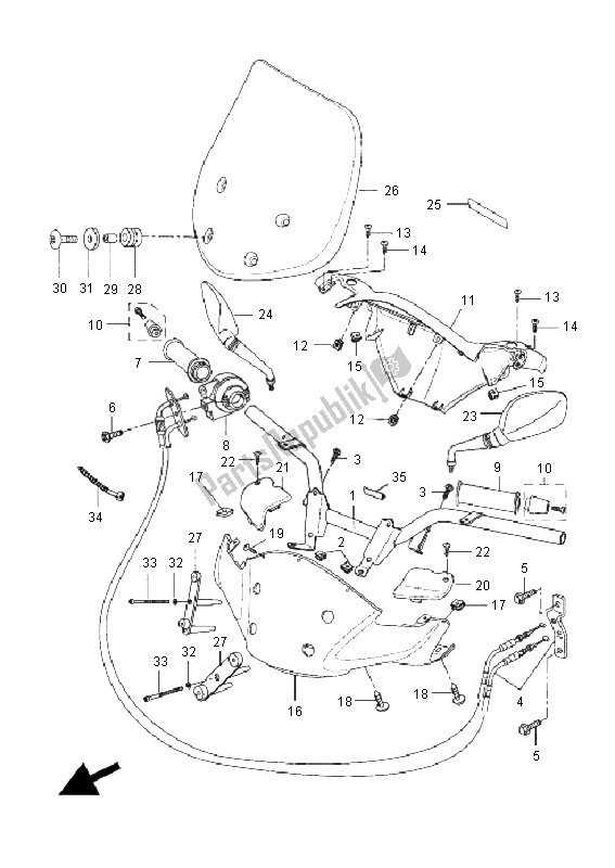 All parts for the Steering Handle & Cable of the Yamaha VP 125 X City 2008