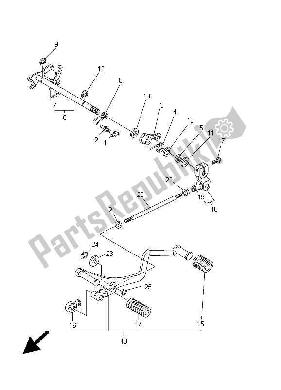 All parts for the Shift Shaft of the Yamaha XVS 650A Dragstar Classic 2005