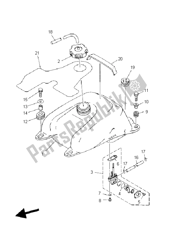 Tutte le parti per il Serbatoio Di Carburante del Yamaha YFM 250 Bear Tracker 2X4 2004