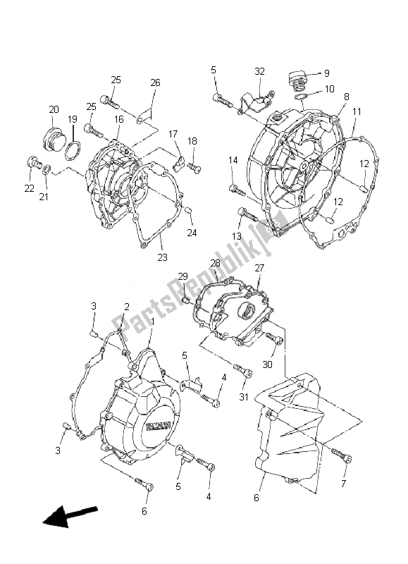 Tutte le parti per il Coperchio Del Carter 1 del Yamaha FZ6 S Fazer 600 2007