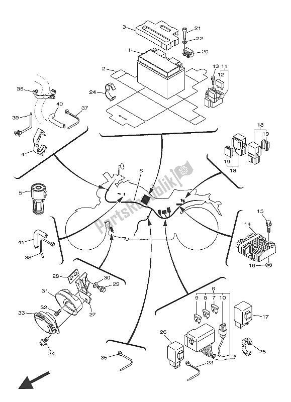 All parts for the Electrical 2 of the Yamaha VMX 17 1700 2016