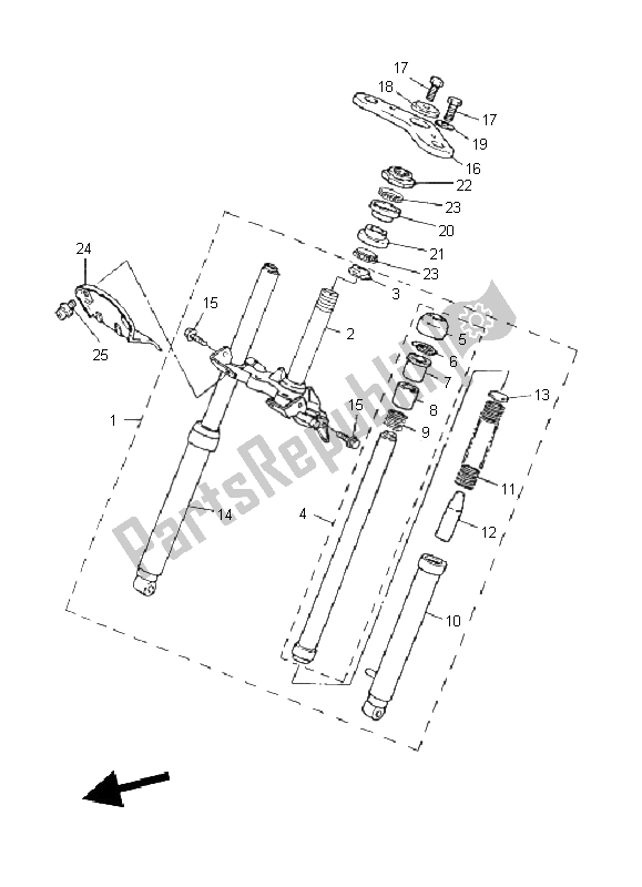 All parts for the Front Fork of the Yamaha PW 50 2011