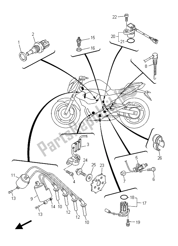 Wszystkie części do Elektryczny 1 Yamaha XJ6N 600 2015