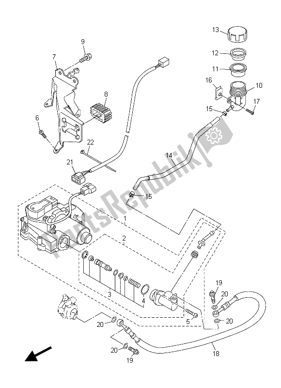 Alle onderdelen voor de Koppelingsactuator van de Yamaha FJR 1300 AS 2015