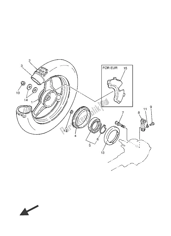 All parts for the Rear Wheel of the Yamaha PW 50 2016