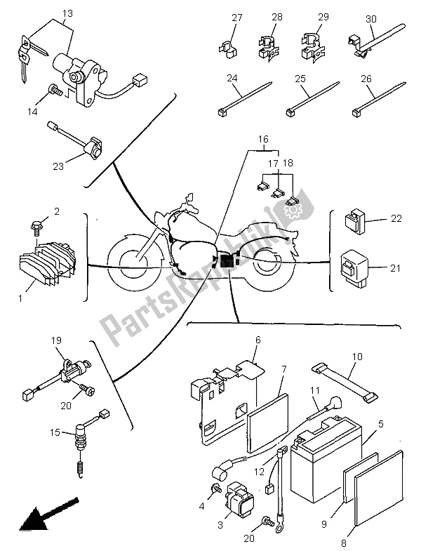 All parts for the Electrical 1 of the Yamaha XVS 650A Dragstar Classic 1998