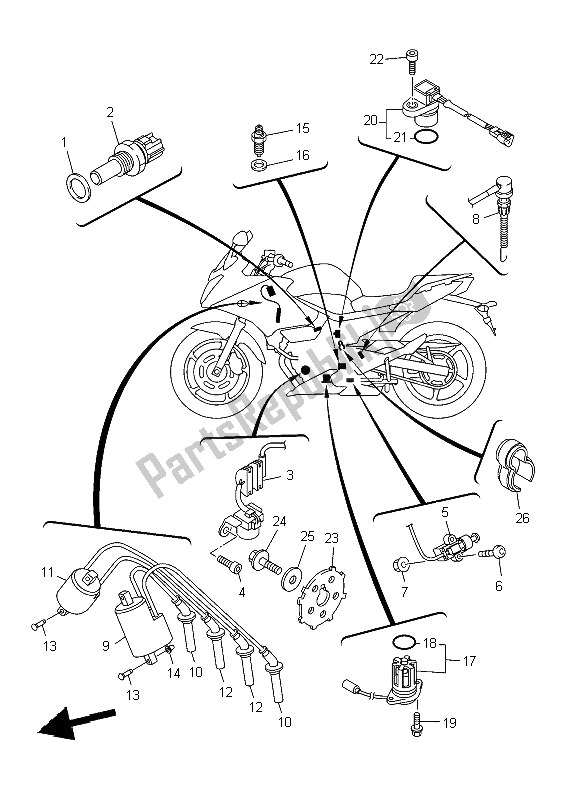 Wszystkie części do Elektryczny 1 Yamaha XJ6S Diversion 600 2009