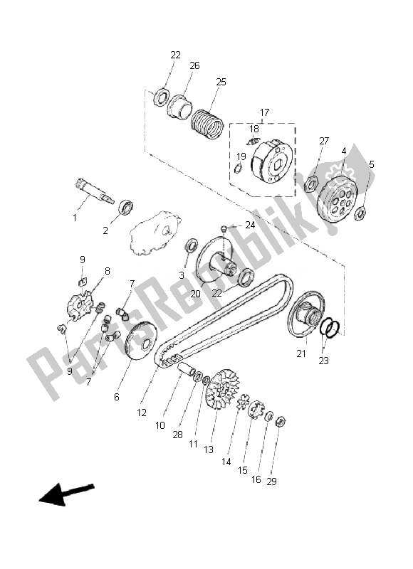 All parts for the Clutch of the Yamaha YQ 50 Aerox 2010