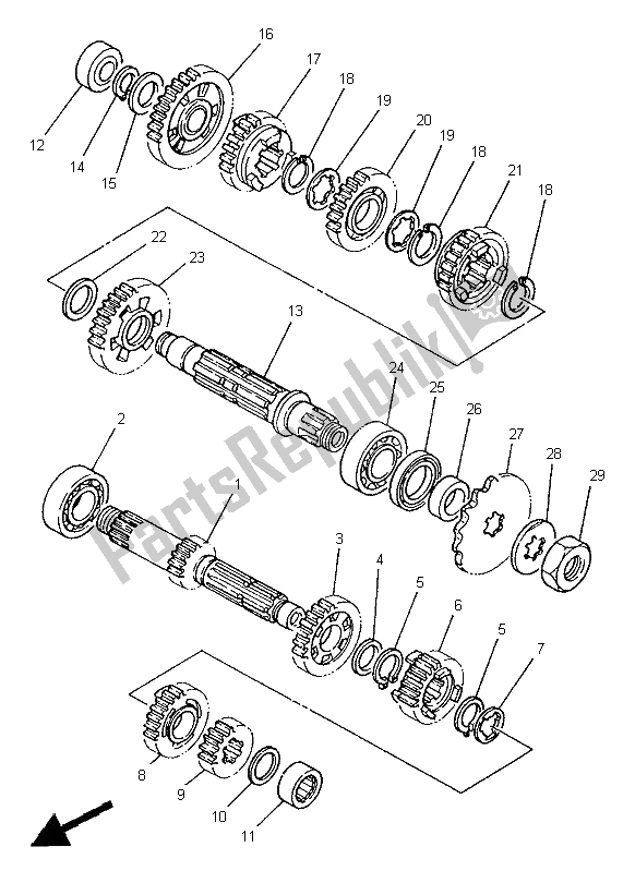 Todas as partes de Transmissão do Yamaha WR 250Z 1995