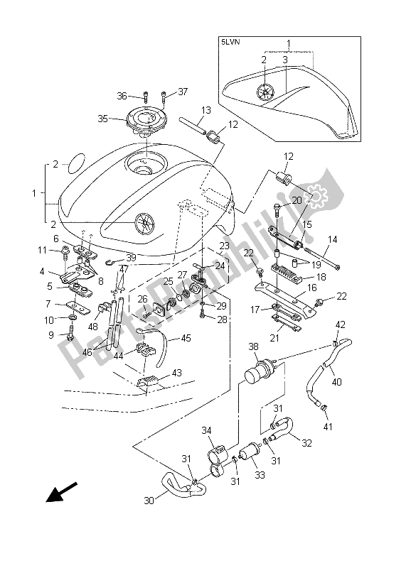 Toutes les pièces pour le Réservoir D'essence du Yamaha FZS 1000 S Fazer 2003