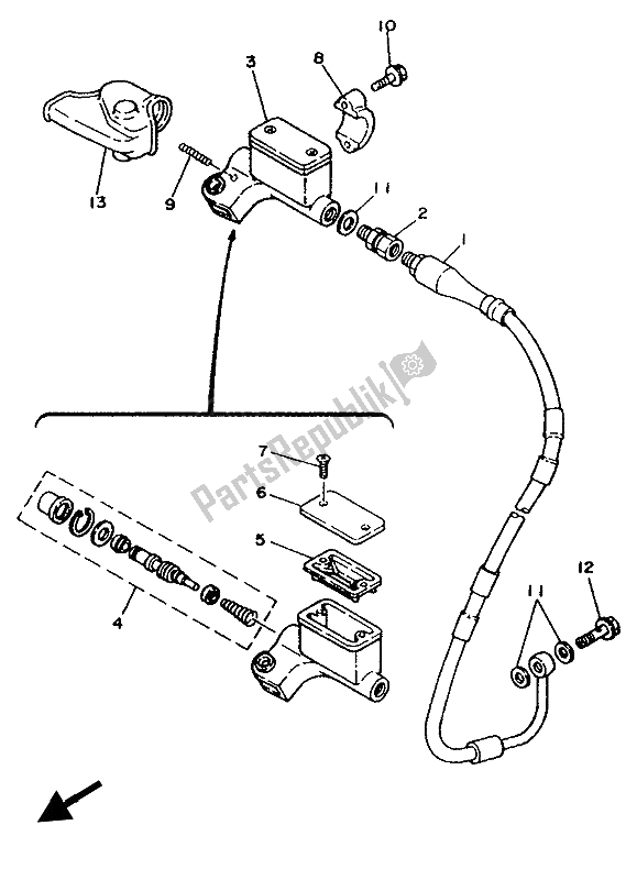 Todas las partes para Cilindro Maestro Delantero de Yamaha YZ 250 LC 1990