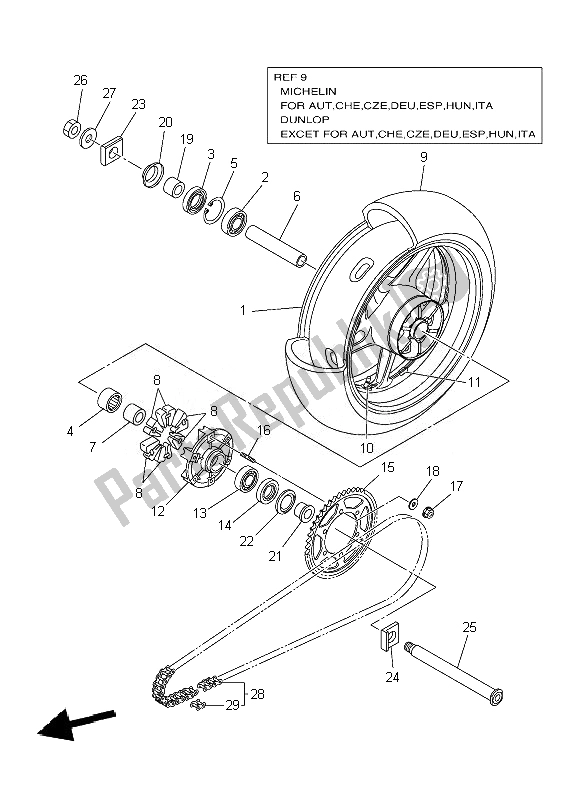 Todas las partes para Rueda Trasera de Yamaha YZF R1 1000 2010