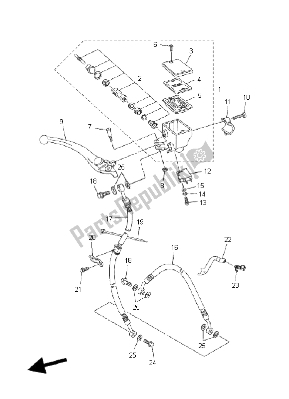 All parts for the Front Master Cylinder of the Yamaha FZ6 NHG 600 2009