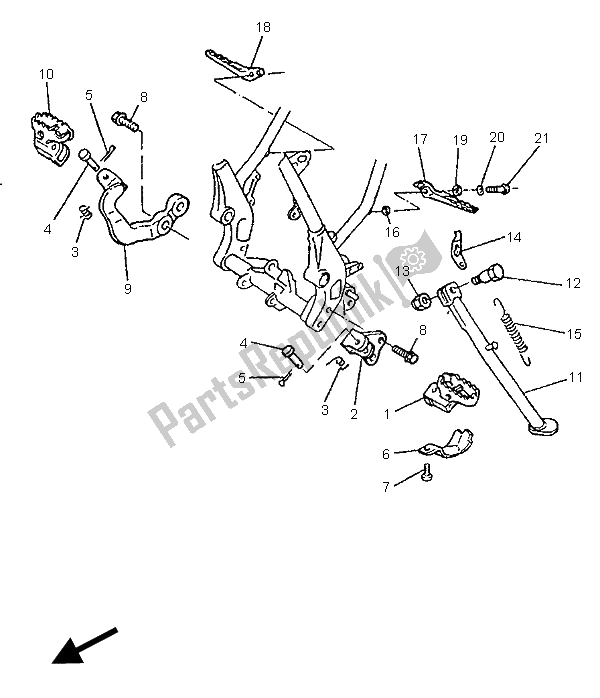 Tutte le parti per il Stand E Poggiapiedi del Yamaha TT 600S 1995
