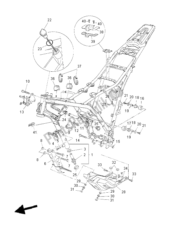 All parts for the Frame of the Yamaha XT 660Z Tenere 2010