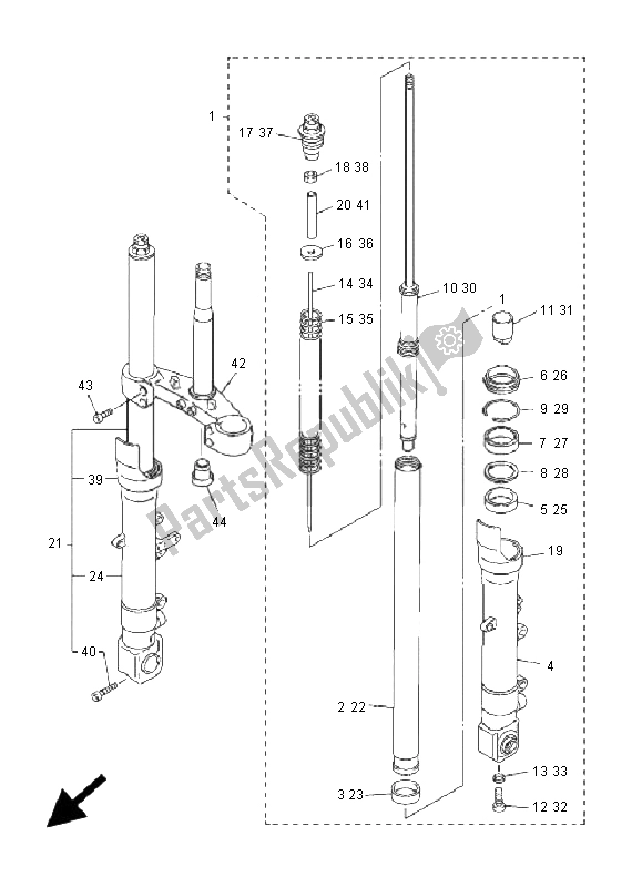 Todas las partes para Tenedor Frontal de Yamaha FZS 1000 Fazer 2001