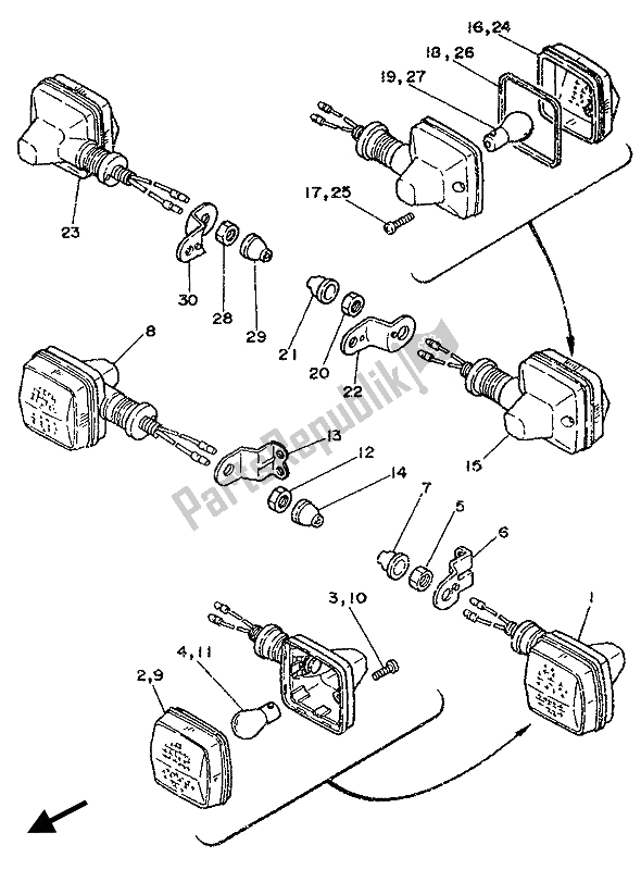 Todas as partes de Luz Intermitente do Yamaha DT 125R 1988