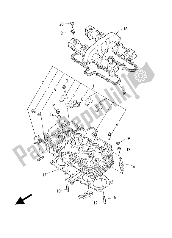 All parts for the Cylinder Head of the Yamaha XJR 1300 2003