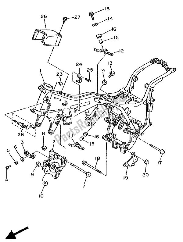 All parts for the Frame of the Yamaha XV 1000 SE Virago 1988