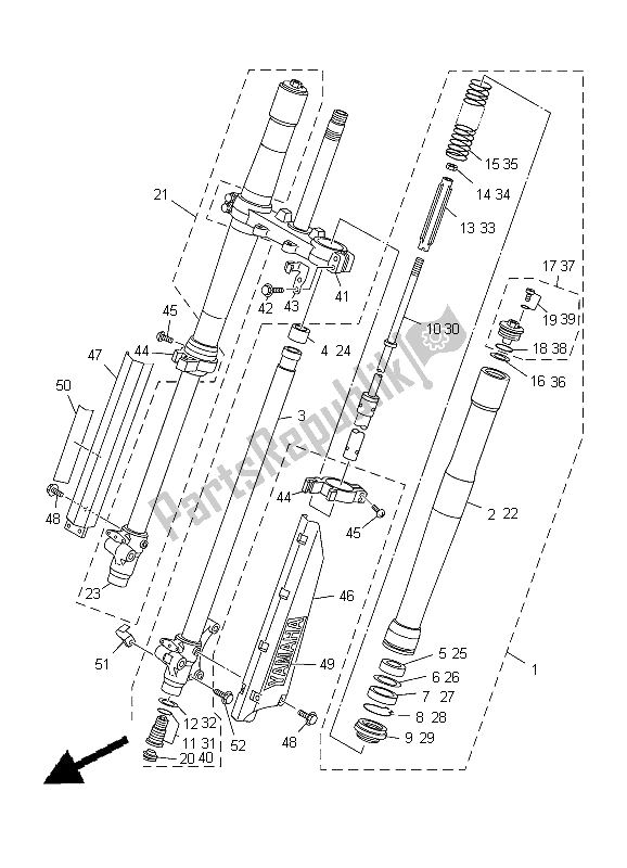 All parts for the Front Fork of the Yamaha YZ 85 SW LW 2012