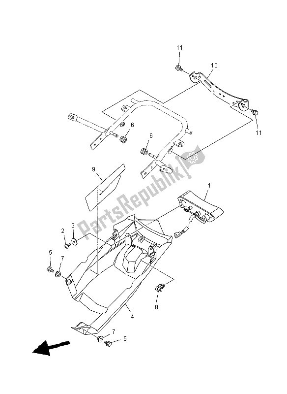 Toutes les pièces pour le Feu Arrière du Yamaha YFM 700R SE 2012