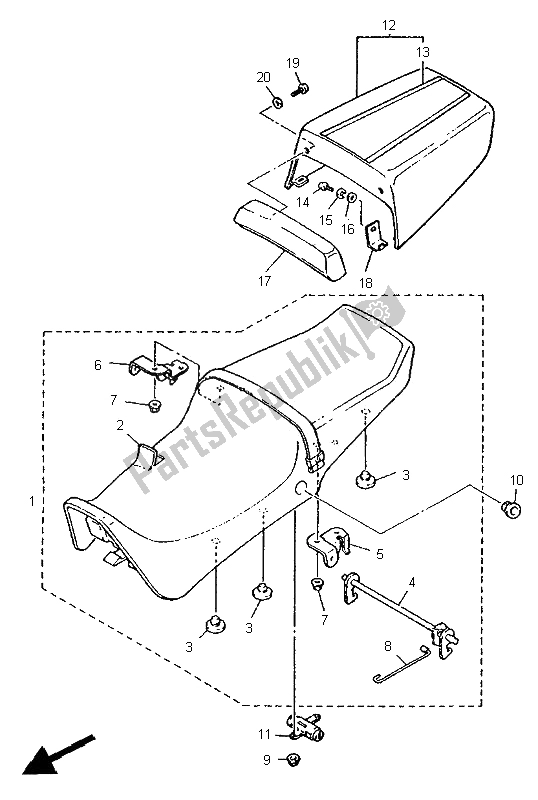 Toutes les pièces pour le Siège du Yamaha FZR 1000 1995