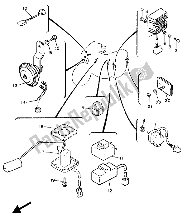 Toutes les pièces pour le électrique 1 du Yamaha XJ 900F 1989