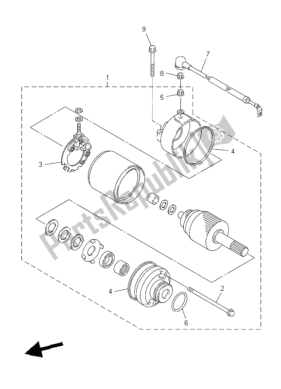 All parts for the Starting Motor of the Yamaha XJ6 SY 600 2009