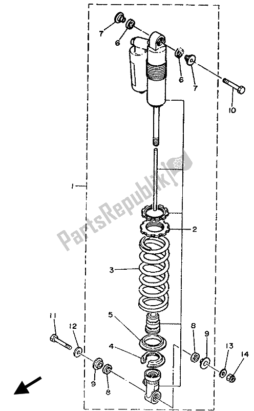 Toutes les pièces pour le Suspension Arrière du Yamaha YZ 250 1989