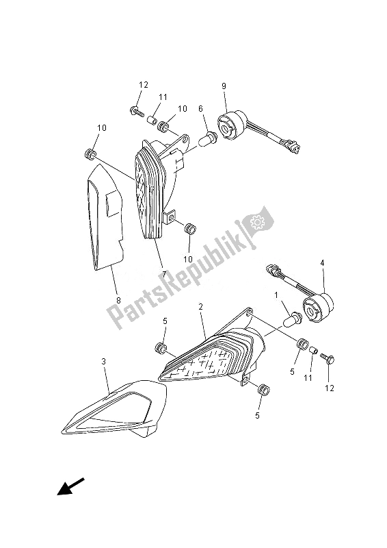 All parts for the Headlight of the Yamaha YFM 700 RD 2013