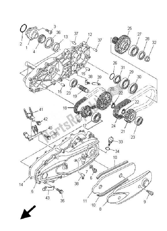 Alle onderdelen voor de Sub Transmissie van de Yamaha XP 500A T MAX 2007