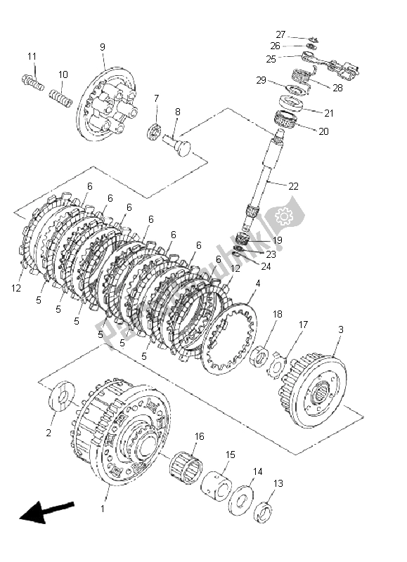 All parts for the Clutch of the Yamaha FZ6 Sahg 600 2009