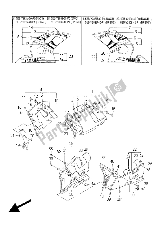 Tutte le parti per il Cowling 2 del Yamaha YZF R6 600 2000