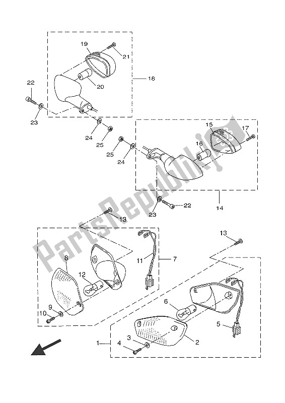 All parts for the Flasher Light of the Yamaha NS 50 2016