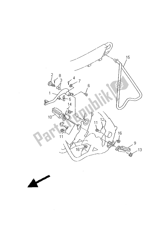 All parts for the Stand & Footrest of the Yamaha YZ 426F 2000