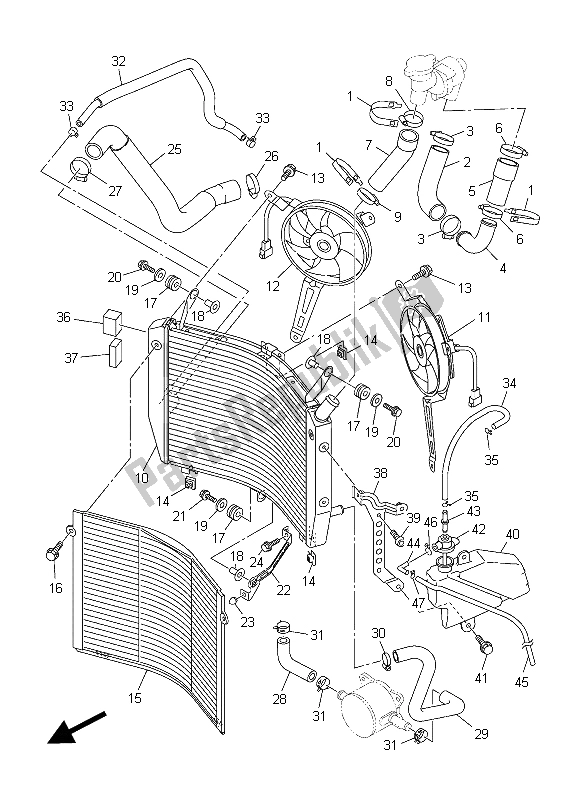 All parts for the Radiator & Hose of the Yamaha FJR 1300 AS 2015
