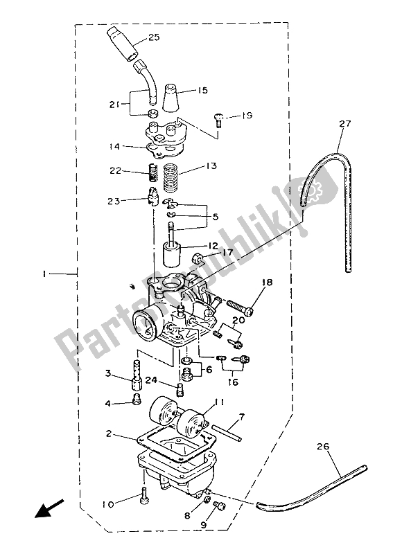 Alle onderdelen voor de Carburator van de Yamaha PW 80 1986
