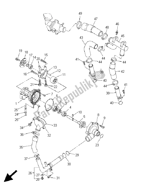 All parts for the Water Pump of the Yamaha FZS 1000 S Fazer 2005