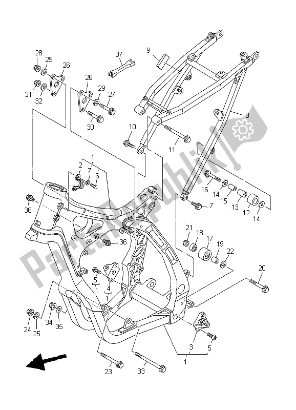 Tutte le parti per il Telaio del Yamaha YZ 250 2010