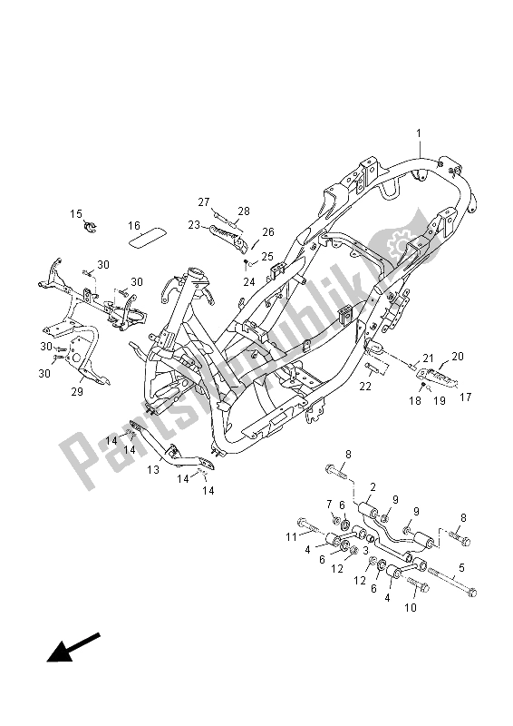 All parts for the Frame of the Yamaha YP 250R X MAX Sport 2012