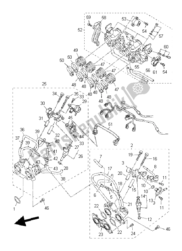 Tutte le parti per il Immissione 2 del Yamaha XJR 1300 2011