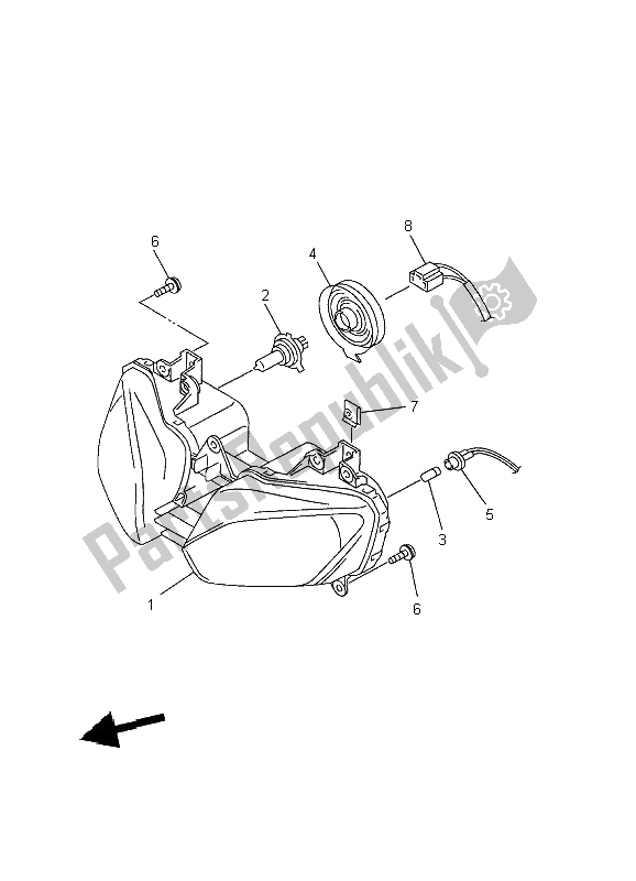 Alle onderdelen voor de Koplamp van de Yamaha YZF R6 600 2002