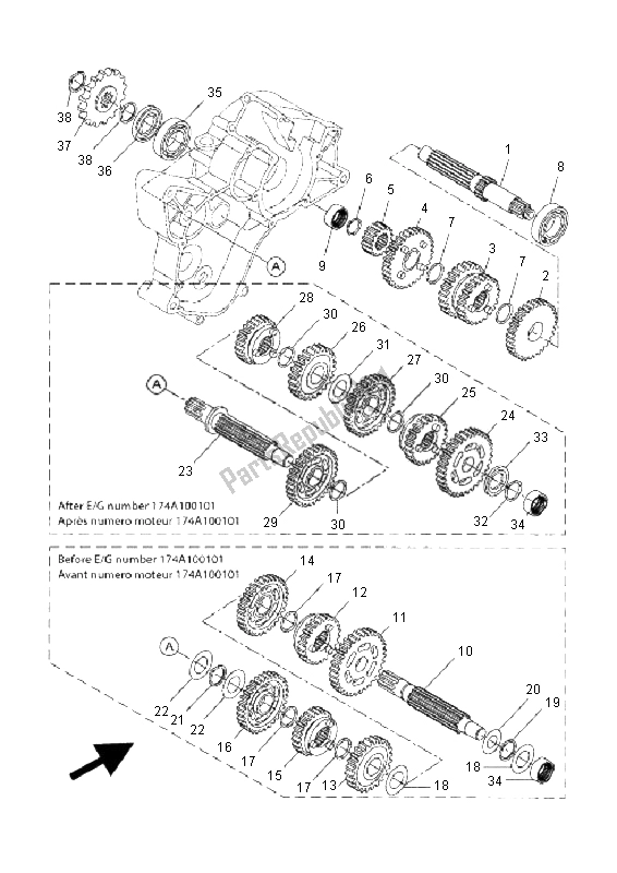 Todas las partes para Transmisión de Yamaha DT 50R SM 2008